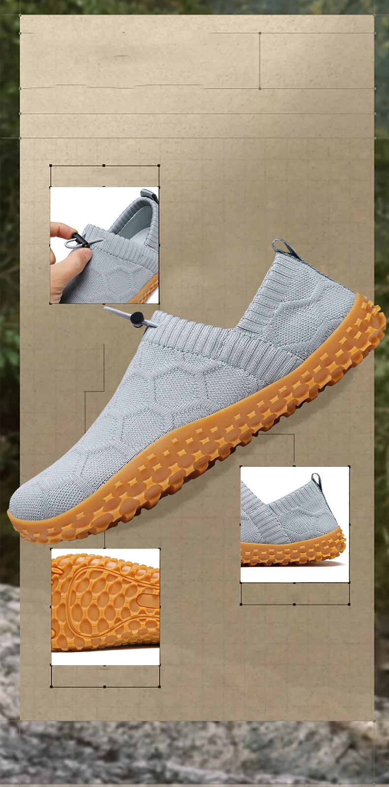 Neue Herren-Barfußschuhe mit breiter Passform, rutschfeste, atmungsaktive Wanderschuhe für Herren, verschleißfeste, leichte Laufschuhe, Größe 36–48 – Detail 4