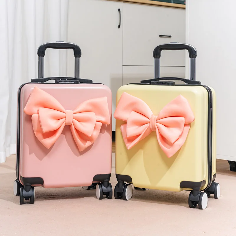 16-Inch Luggage with Bowtie Carry-On Suitcase Wheeled Bag Mini Luggage with Pull Rod And Wheel Mini Luggage Rack Suitcase