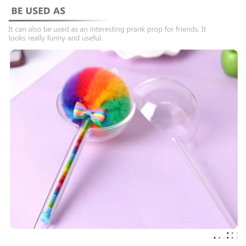 

5pcs Black 0.5mm Rainbow Pom Pen Smooth Writing Student Gift Ballpoint Pens Cute Portable Novelty