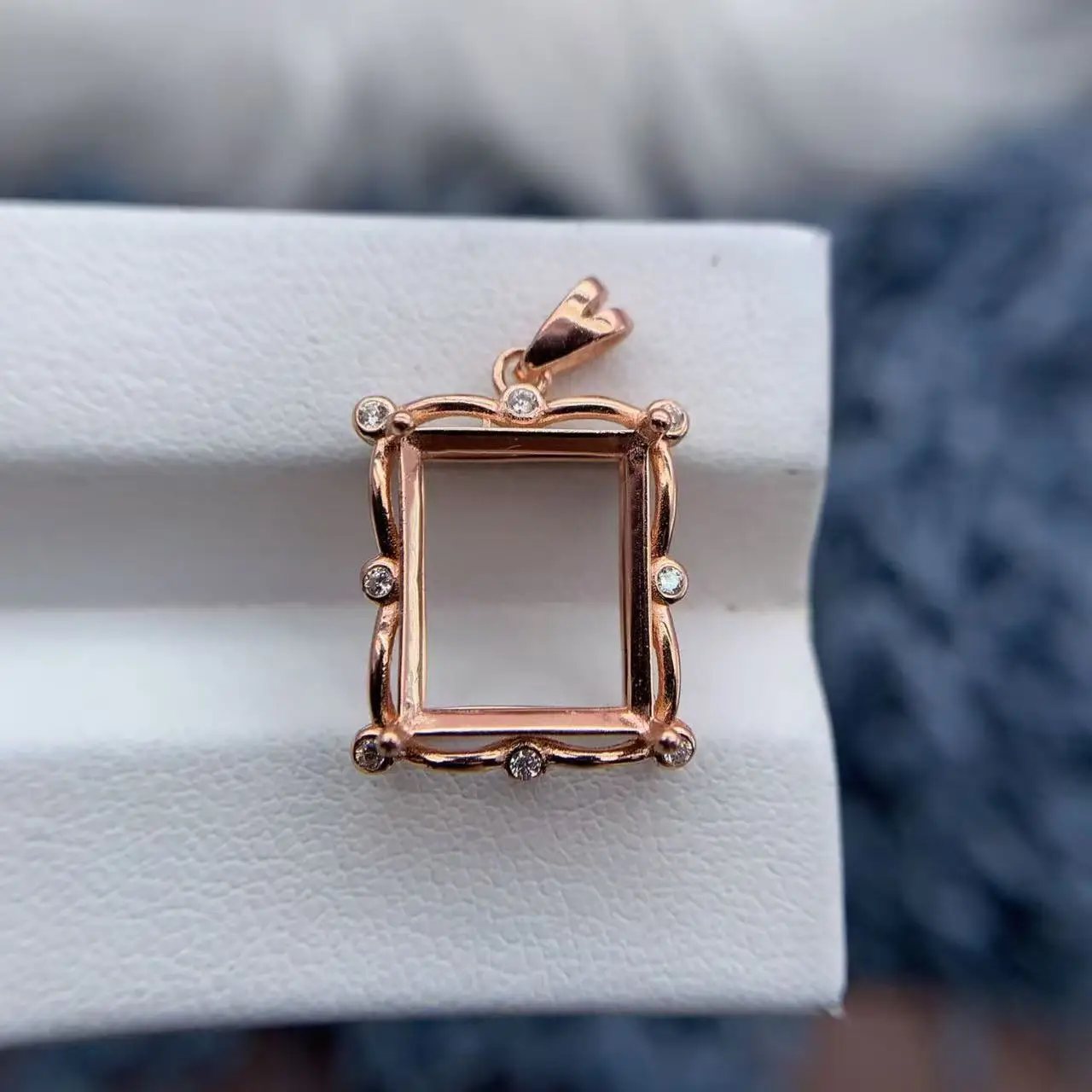 MeiBaPJ Inlay Rectangular 10*12mm S925 Sterling Silver DIY Empty Pendant Holder for Women Fine Weddings Jewelry Free Delivery