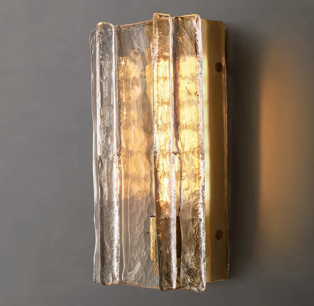 Lattice Clear Glass Wall Sconce Simple Square Wall Lamp For Bedroom Living Room Bathroom Home Decor Gold/Silver Customized