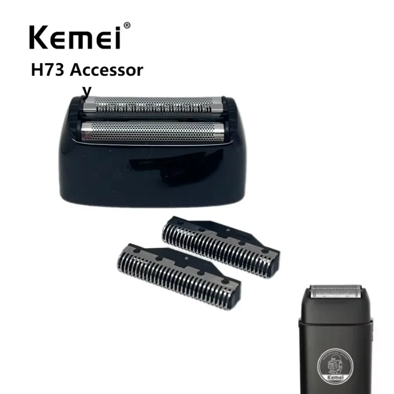 For Kemei KM-H73 Electric Shaver Replacement Head – Original Blade Head + Foil + Holder Set, Sharp Cutter Head for Close & Smoo