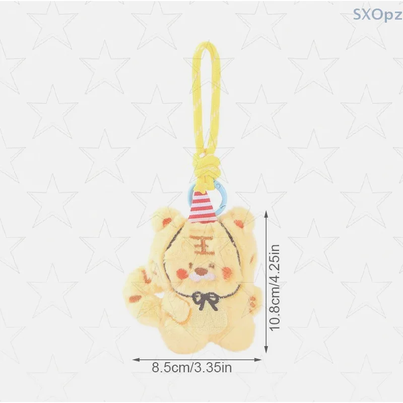 Lindo llavero de animales del zodiaco de peluche de dibujos animados, colgante, bolsa de almacenamiento para auriculares, monedero, mochila, Mini decoración de muñecos pequeños