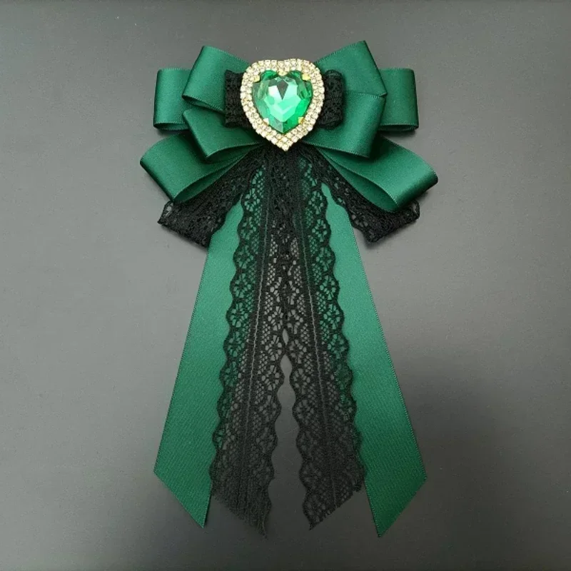 

Rhinestone Lace Bow Ties Korean British Women's College Style Professional Uniform Coat Shirt Accessories Handmade Jewelry Gifts
