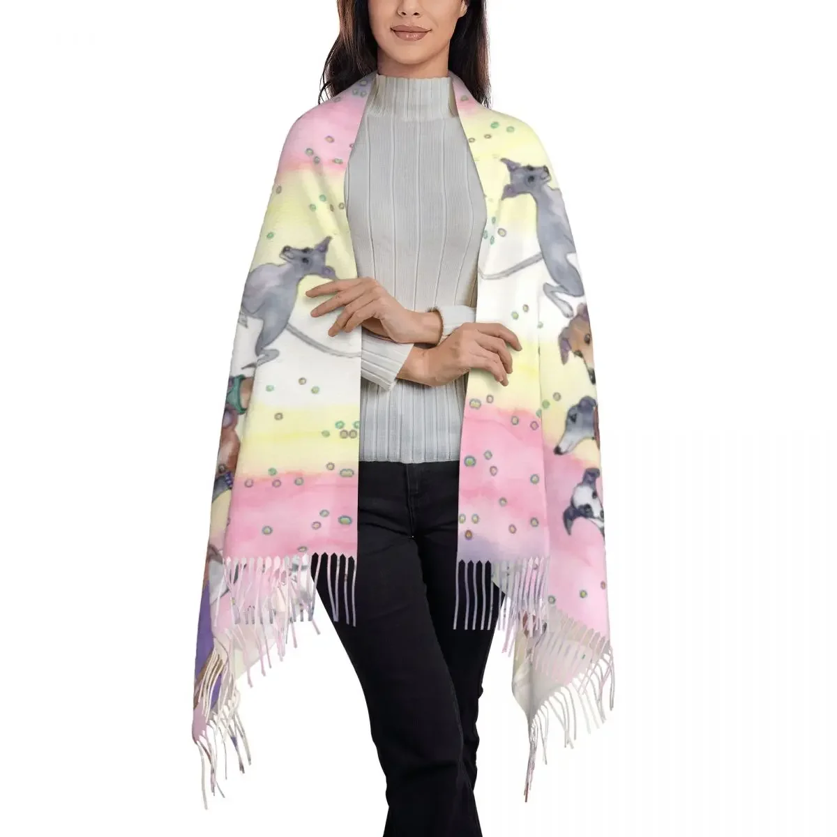 الكلاب السلوقية شرابة وشاح المرأة لينة البصر شالات الكلب يلتف الإناث الشتاء الخريف الأوشحة