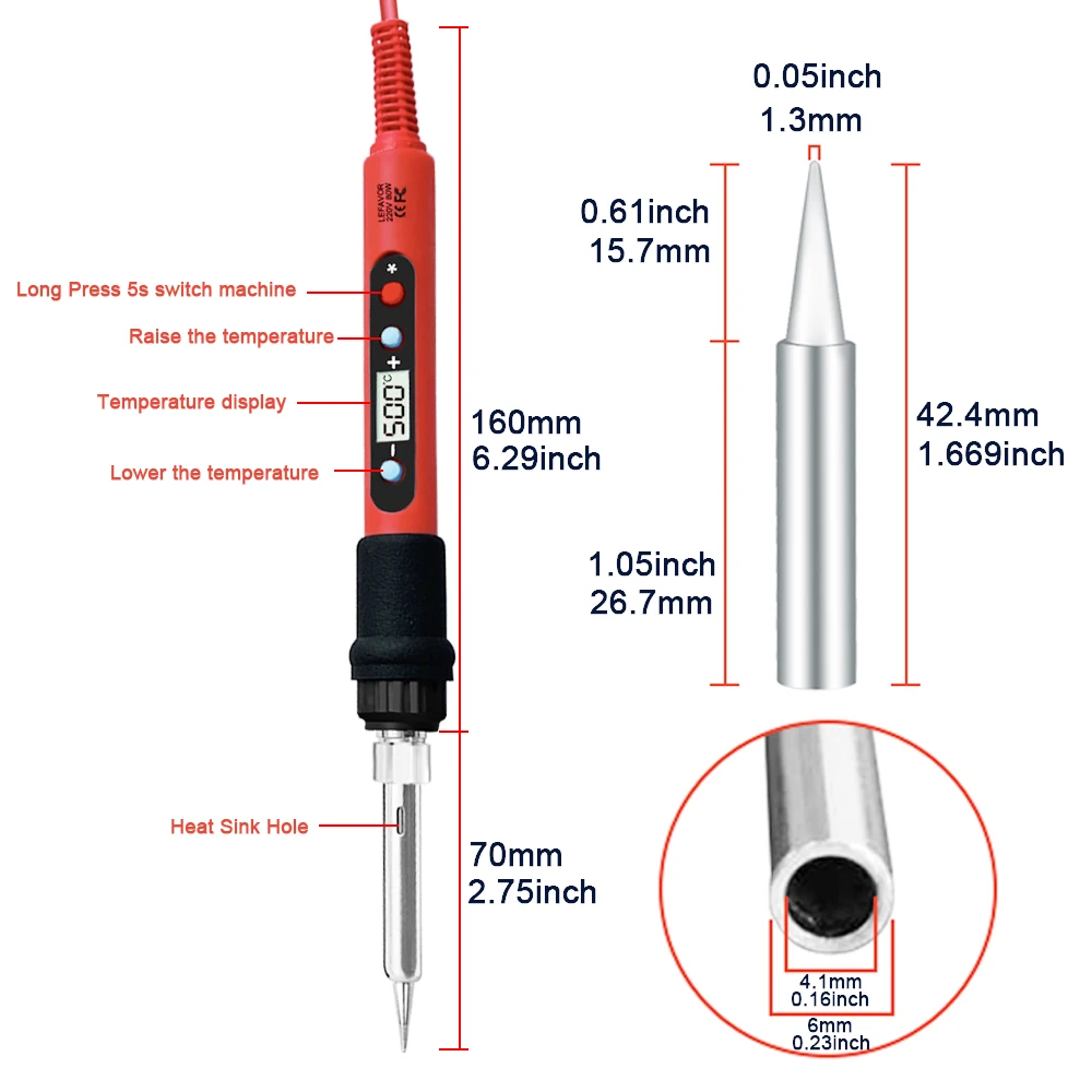 Kodilin 80W Soldering Iron Kit – Digital Display, Adjustable Temp 180-500°C, 7 Tips, Complete Set For Electronics & Jewelry