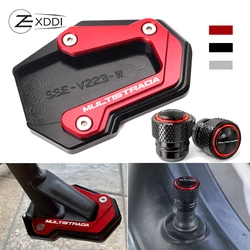 2025 For Ducati Multistrada V2 V2S V4 V4S 950 1100 1200 S/GT 1260 S CNC Motorcycle Kickstand Side Stand Extension Pad Valve Caps