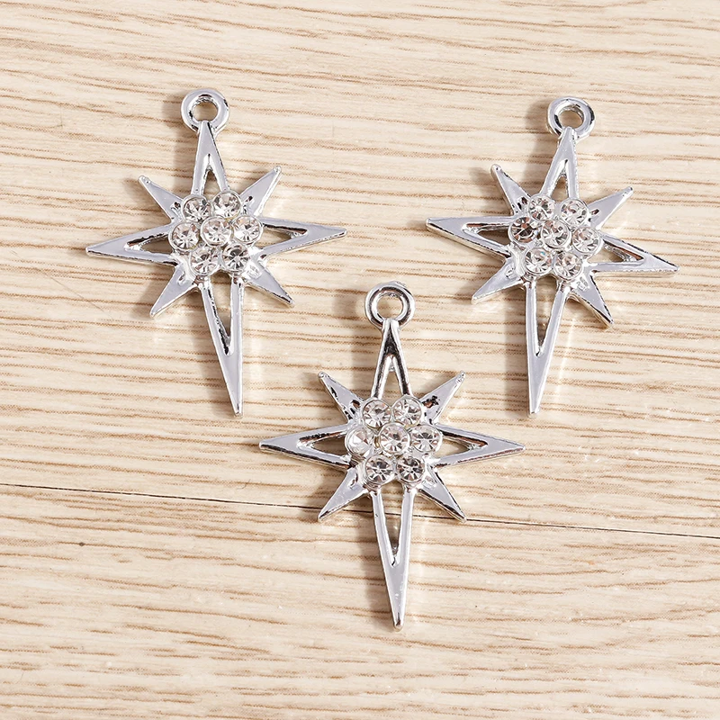 10 Stück 22x29mm süße Legierung Kristall Stern Charms Anhänger für Schmuckherstellung Tropfen Ohrringe Halskette DIY handgemachte Handwerk Zubehör – Detail 4