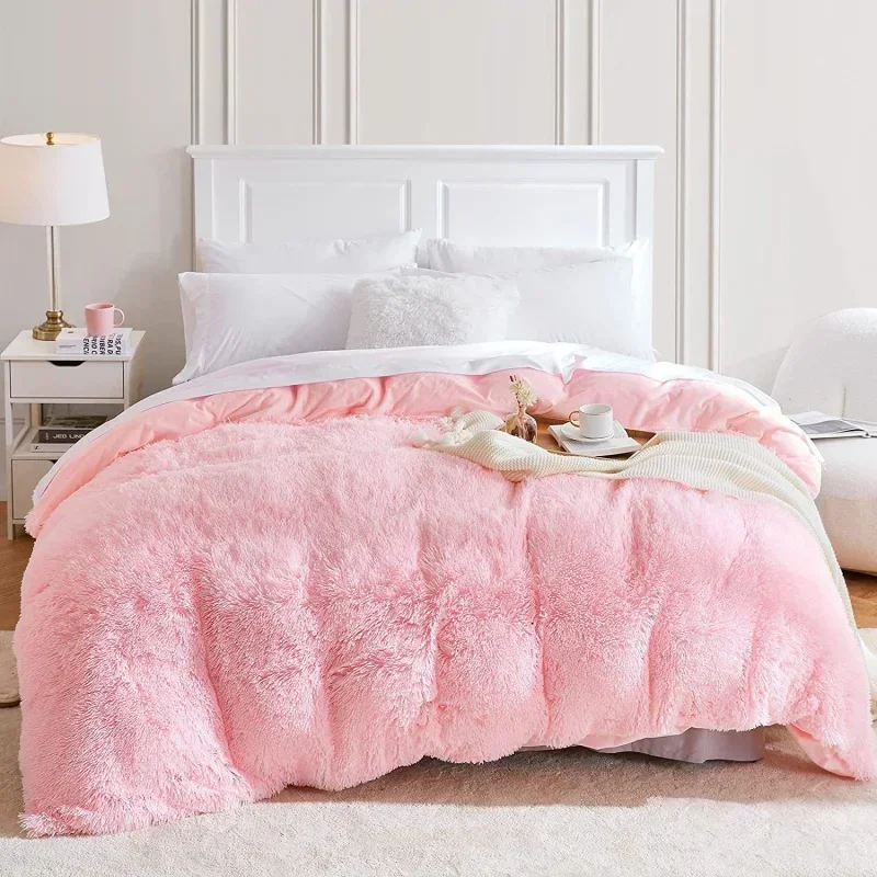 

Shaggy Faux Fur Duvet Cover Set Warm Velveteen Bedroom Bedding Long Mink Hair Linen Queen Fleece Comforter Bedding Sets Luxury