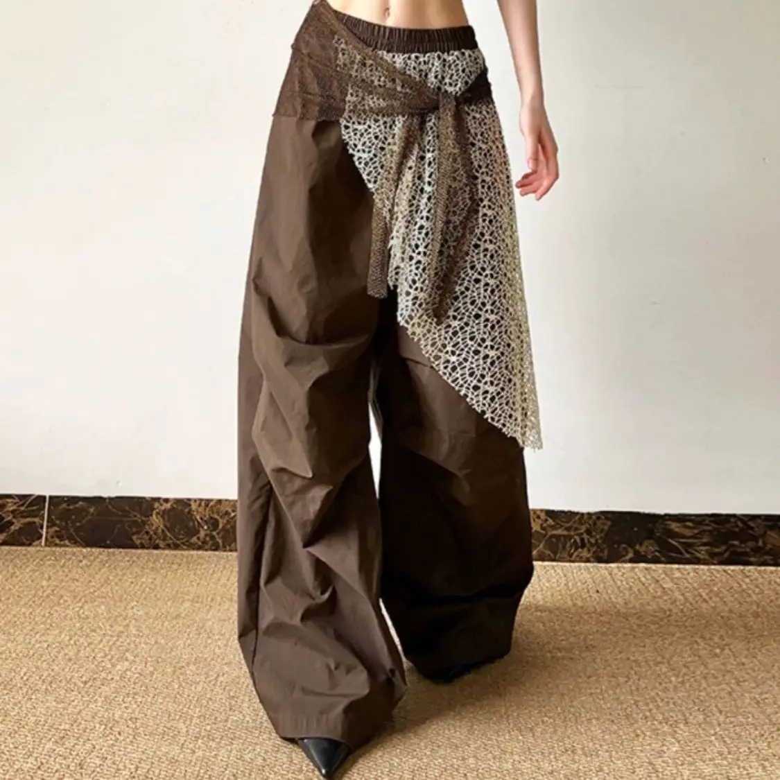 

Summer Vintage Spice Girl Wind Pleated Trend Stacked Le Shen Pants Women's American Loose Fashion Casual Pants Wide Legs