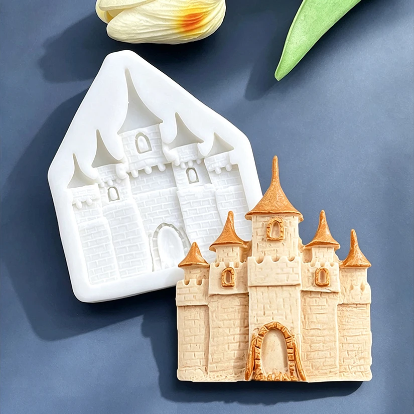 Schloss-Silikonform für Zuckerguss, Harzwerkzeuge, Cupcake-Backform, Fondant-Kuchendekorationswerkzeuge – Detail 3