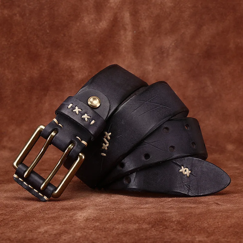 3,8 CM Männer Hohe Qualität Aus Echtem Leder Messing Schnalle Gürtel Luxus Designer Gürtel Männer Reines Rindsleder Mode Band Männlichen Jeans für Mann