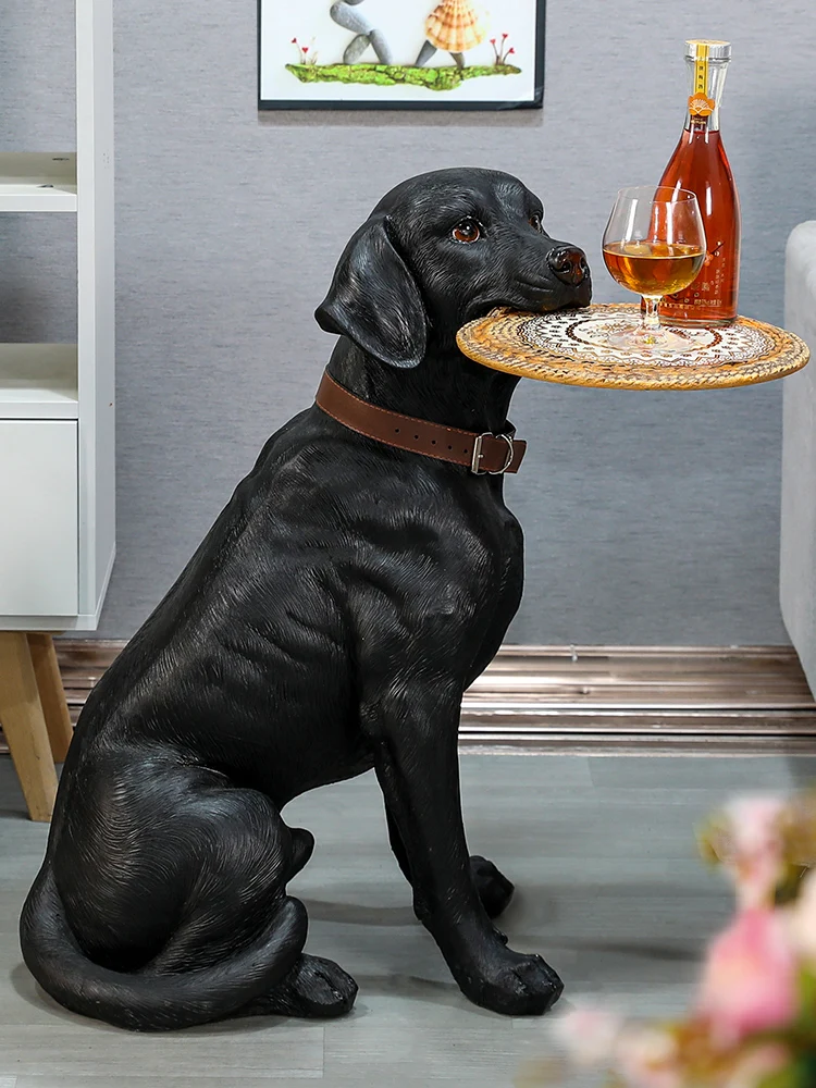 Modern Big Dog Decorations Statues Home Decor Luxury Living Room Sofa Side Storage Tray Large Landing Sculptures Decoration Gift