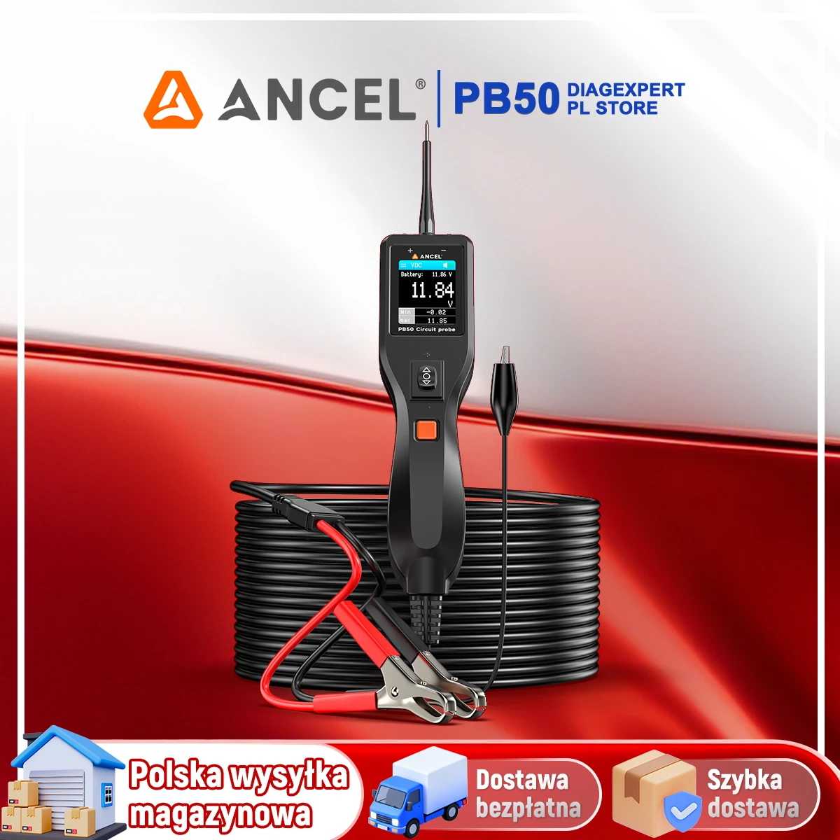 PB50 12V24V Testeur de circuit automobile, outils d'inspection, kit de sonde de circuit électrique, outil Ancel pour travaux mécaniques du système électrique