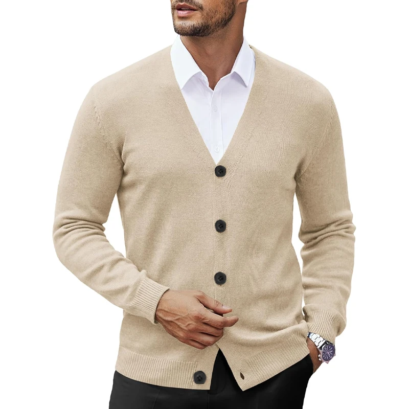 Cardigan con scollo a V da uomo nuovo Sweatcoats maglione cardigan lavorato a maglia leggero casual abbottonato streetwear da esterno