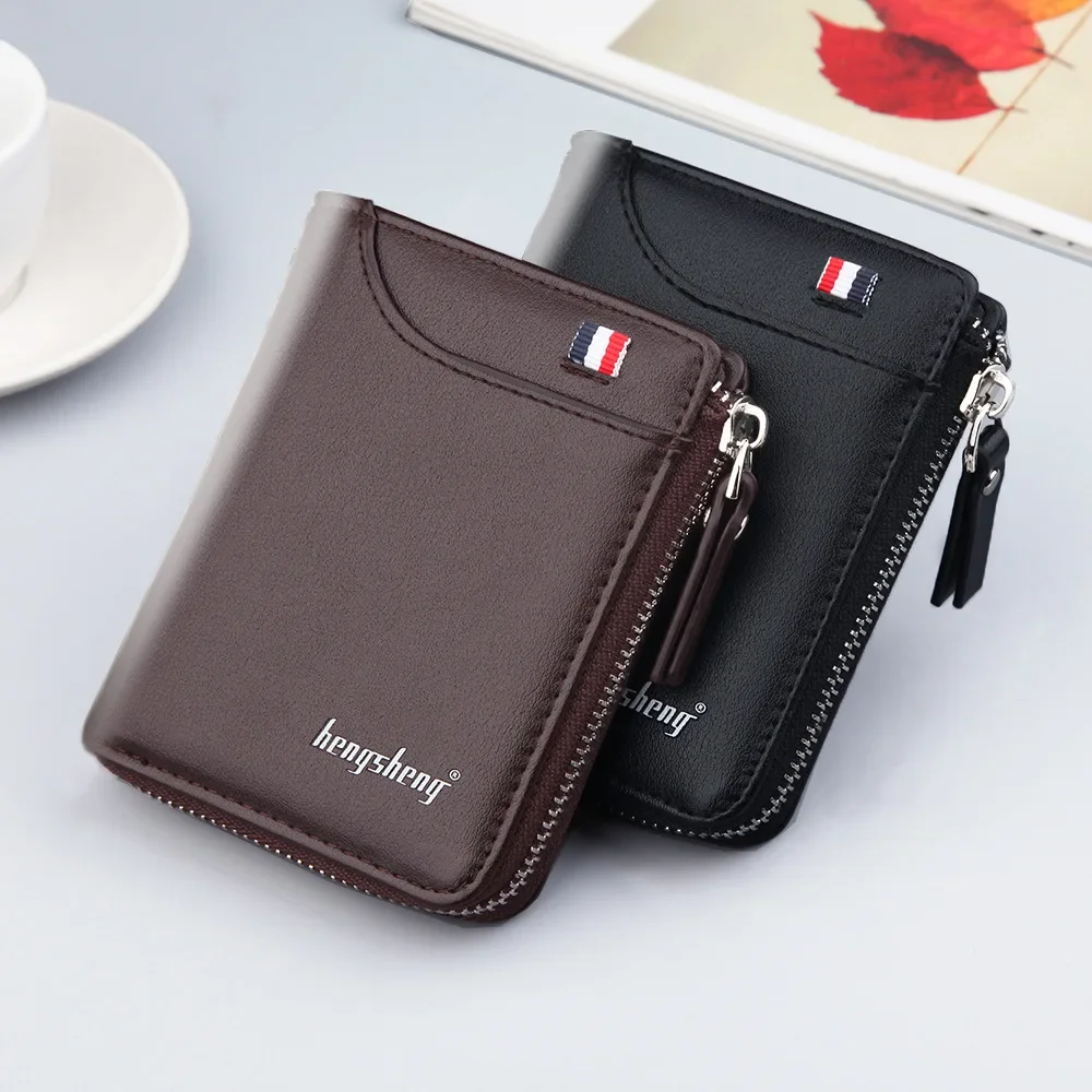 

Cash Zipper Billfold,Men's Short Wallet,Portable ID Bank Card Beauty Pocket Book,2 Fold Business Fashion Moneybag 11*9.3*1.5CM