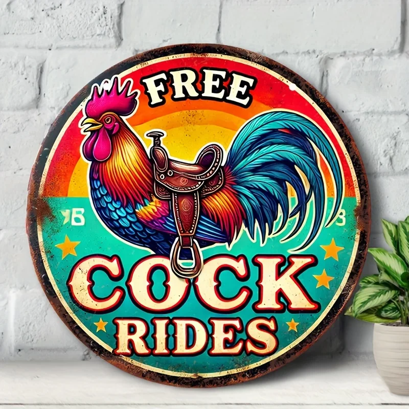 Vintage Rooster Humor Aluminum Sign - 8\