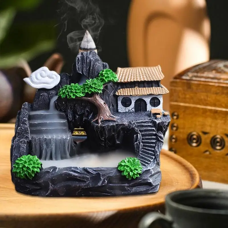 Waterfall Incense Burner Mountains River Shaped Incense Burner Home Decor Backflow Fragrance Aroma Fountain Zen Censer Holder