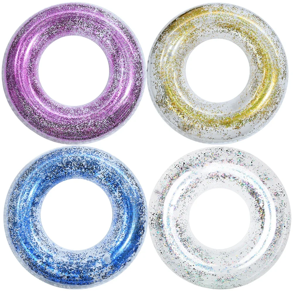 Transparent Glitter Pool Foats Swimming Ring Adult Children Inflatable Pool Tube Giant Float Boys Girl Water Fun Toy Swim Laps