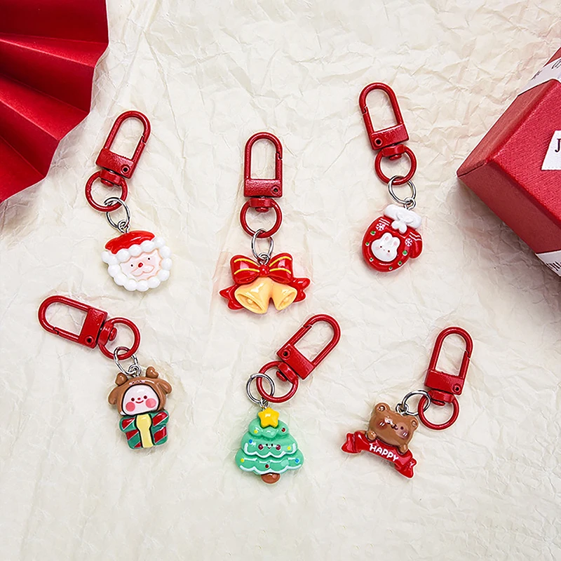 Cartoon Christmas Keychain Pendant Cute Fashion Christmas Tree Snowman Key Rings Kawaii Backpack Decoration Accessories Gifts