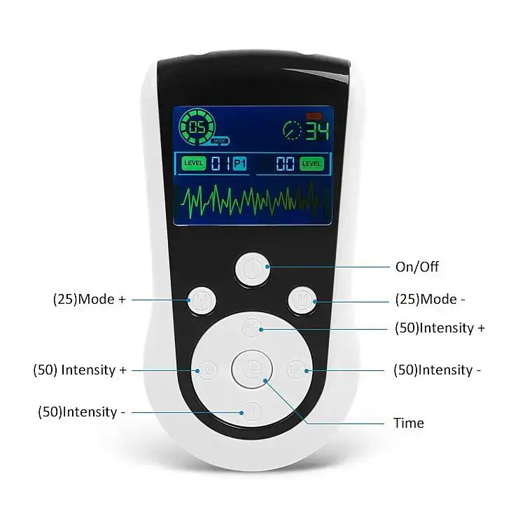 Tens Unit 25 Modes 50 Intensity Ems Electric Muscle Therapy Stimulator Physiotherapy Pulse Slimming Massager Pain Relief Machine