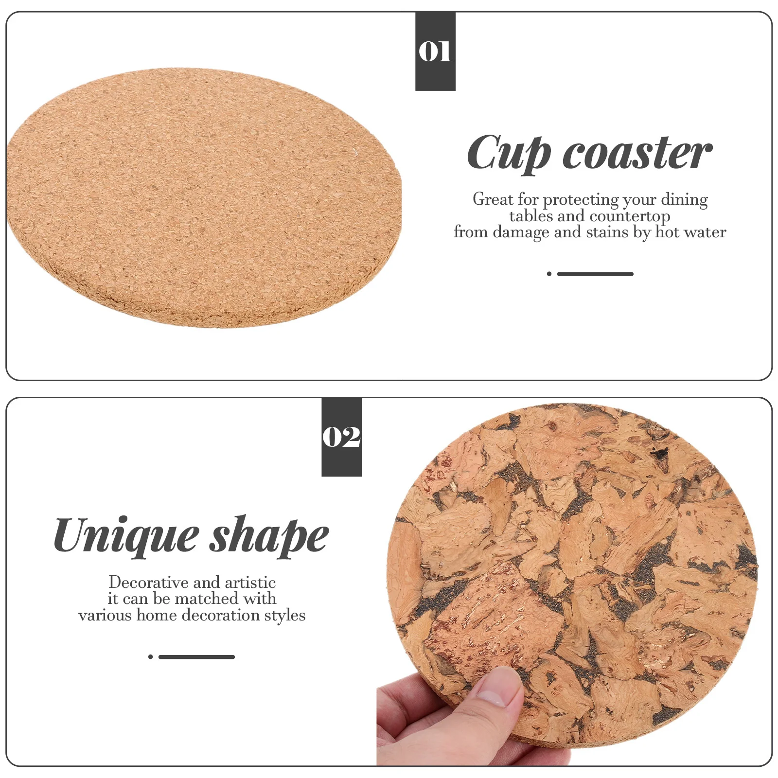 

3Pcs Wood Cup Cushion Heat-Proof Cork Coaster Decorative Cup Mat Table Protector for Home Office Kitchen Table Protector Mat