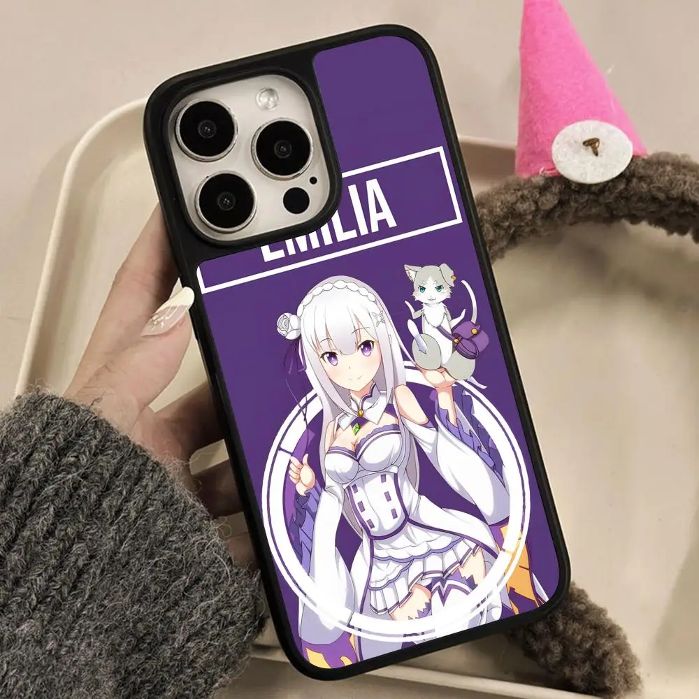 

ReZero Emilia Waifu Phone Case for iPhone 17 16 15 14 13 12 11 Air Pro Max Plus Matte Surface Cover