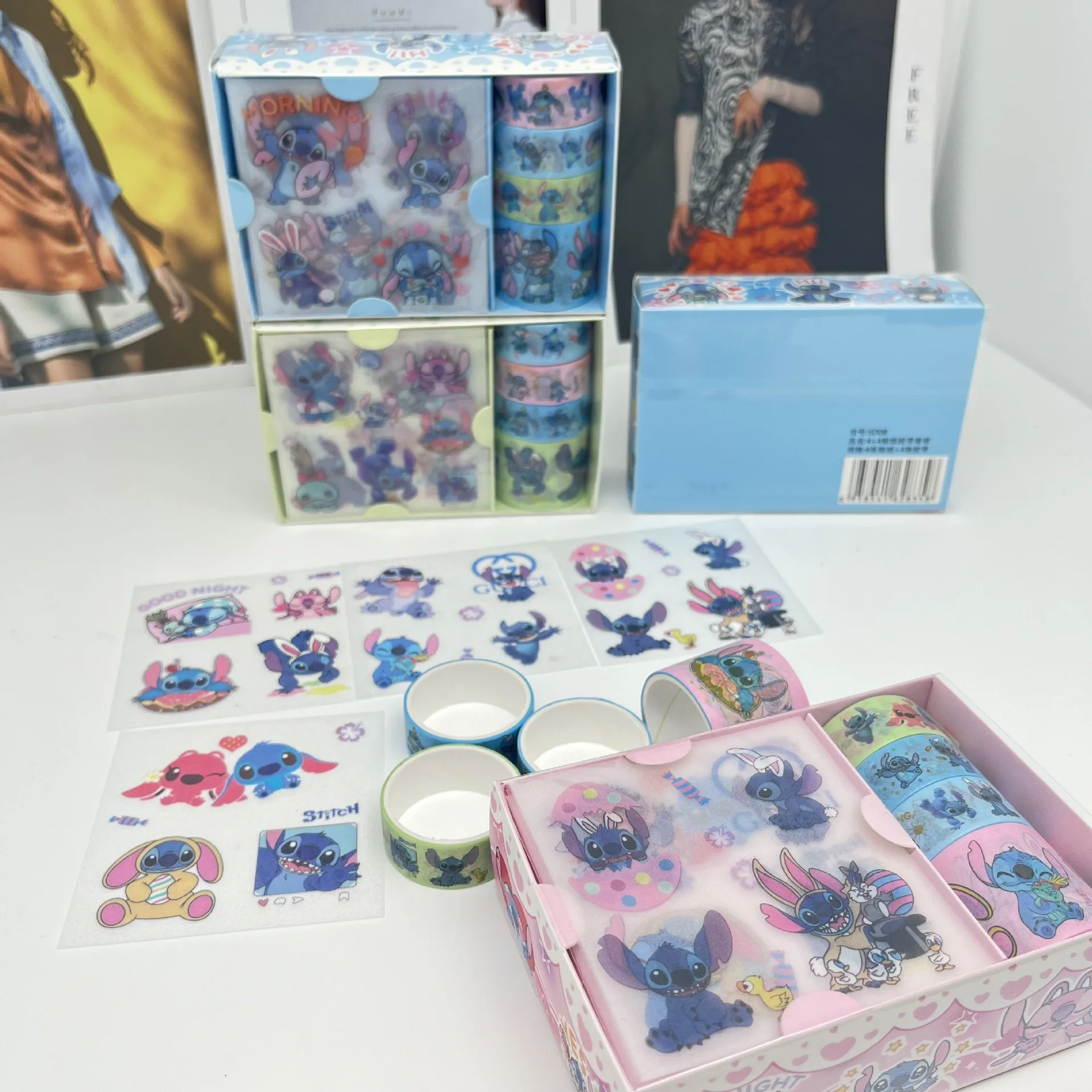 6/12pcs Disney Cartoon Lilo and Stitch Frosted Handbook Sticker DIY Cartoon Washi Tape Guka Decoration Material Stationery Stick