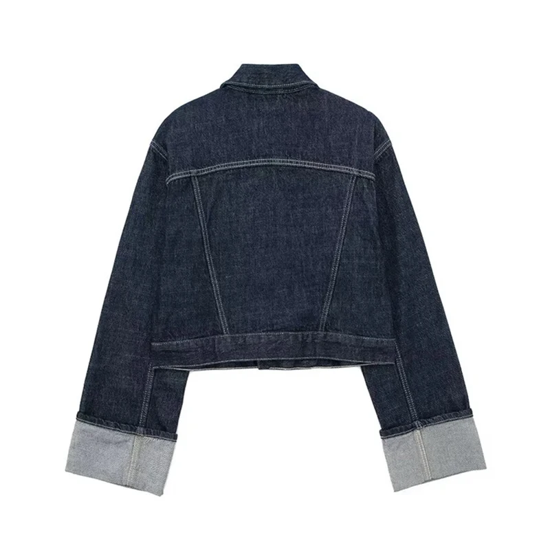 ZHUISHU Women Fashion With Pockets Denim Blue Single Breasted Jackets Vintage Lapel Neck Long Sleeves Female Chic Lady Outfits