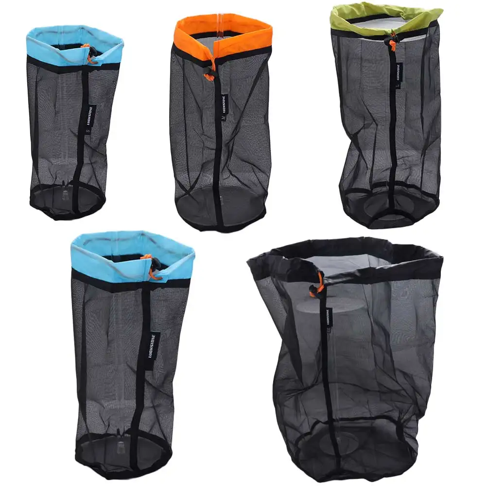 Compression Bag S~XXL Camping Finishing Stuff Sack Climbing Travel Storage Bag Drawstring Bags Wash Net Bag Mesh Storage Bag