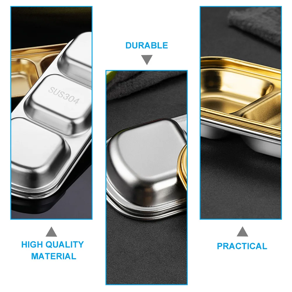

3pcs Stainless Steel Condiment Dishes Premium Food-Grade Sauce Plates For Home Restaurant Use Smooth Easy Clean Kitchen
