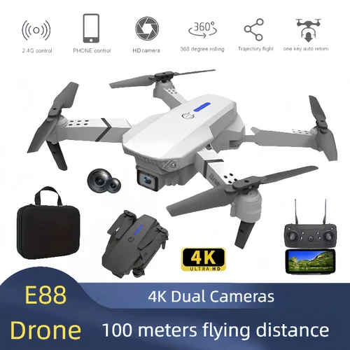 Dron profesional E88 4K gran angular HD 1080P cámara WiFi FPV altura sujetar plegable RC Drone Quadrotor helicóptero juguetes para niños
