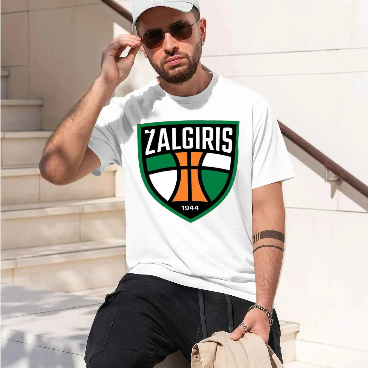 2026 New Model Men's ZALGIRIS 1944 Basketball Logo T-Shirt Vintage Sports Team Print Cotton Tee Casual Breathable Streetwear Com