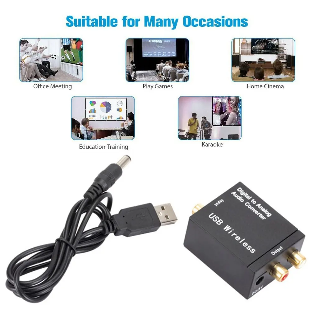 Digital to Analog Audio Converter 3.5MM Jack 2*RCA Amplifier Decoder Optical Fiber Coaxial Signal to Analog DAC Spdif Stereo