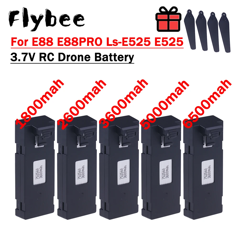1800/2600/3600/5000/6500mah 3.7V RC Drone Battery Suitable For E88 E88PRO E525 E99 V10 A13 S11 S98 F185 F195 E100 RC Quadcopter