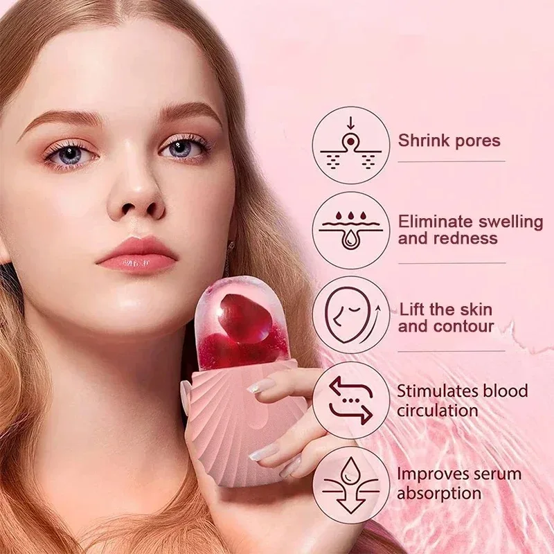 ลูกกลิ้งน้ำแข็งซิลิโคนสำหรับใบหน้า ถาดน้ำแข็งสำหรับนวดหน้า ลดบวมในฤดูร้อน แม่พิมพ์ประคบเย็น อุปกรณ์ดูแลผิวสวย