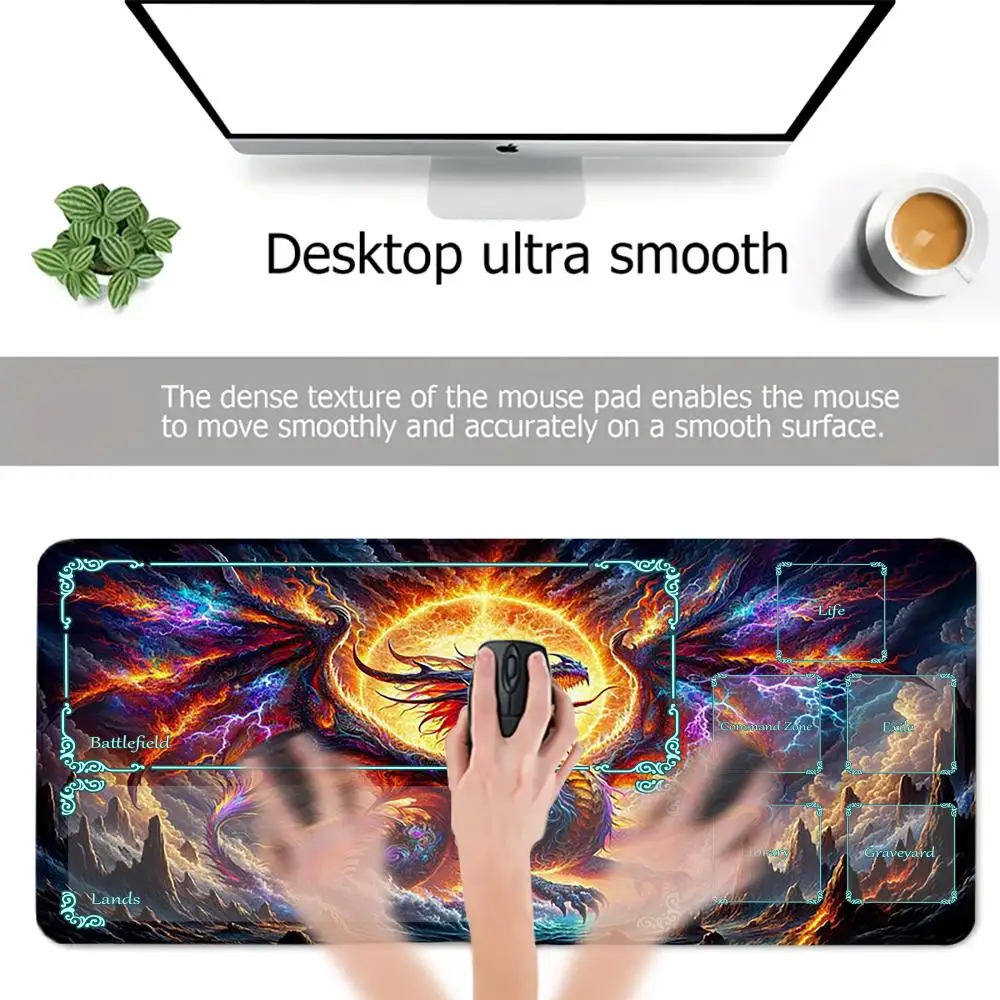 تحلق التنين تصميم Playmat 600x350 مللي متر بطاقة الألعاب التجارية الوسادة مع عدم وجود منطقة سحرية منصات المضادة للانزلاق ل Rune Battlefield MTG TCG LOL #6