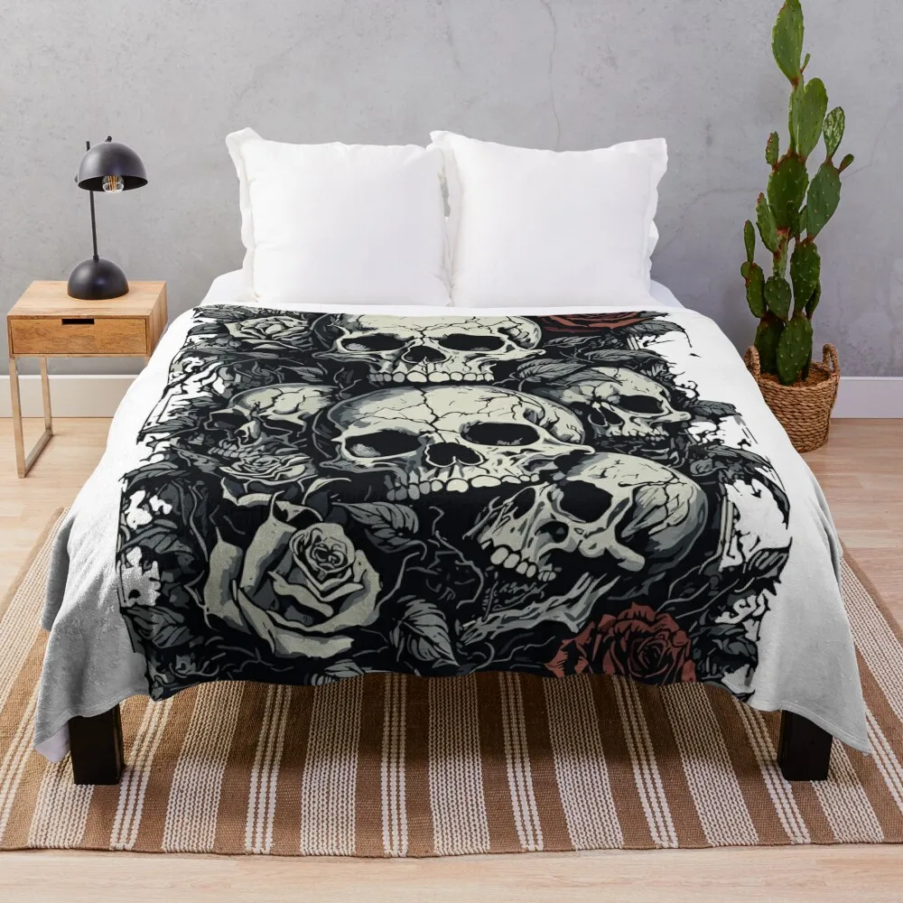 

skull and roses Throw Blanket Sleeping Bag Cute Plaid Blankets