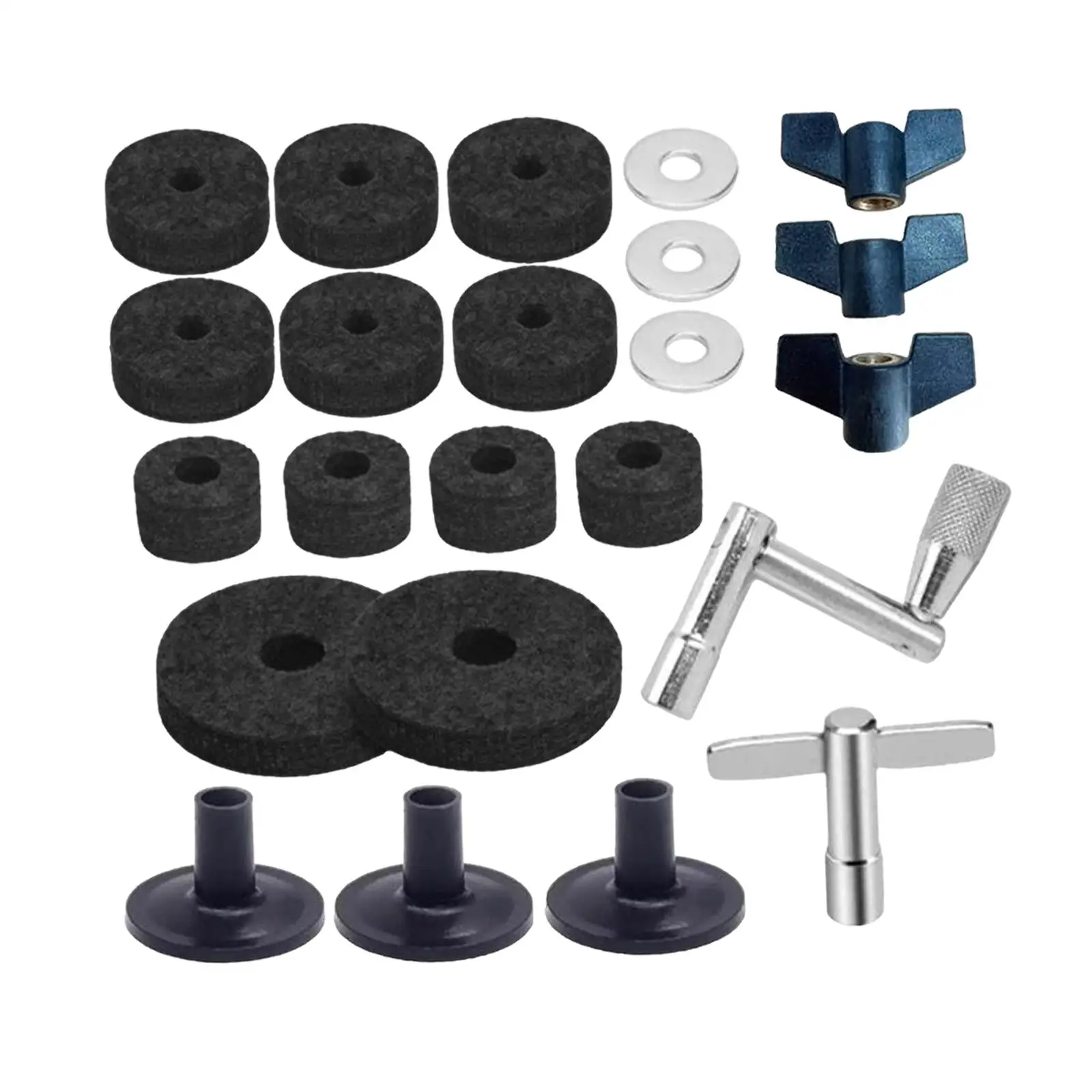 Crash Ride Cymbal Stand Felts Kit High Density Felt Pads with Wing Nut Washer Drum Percussion Accessory for Drums Set