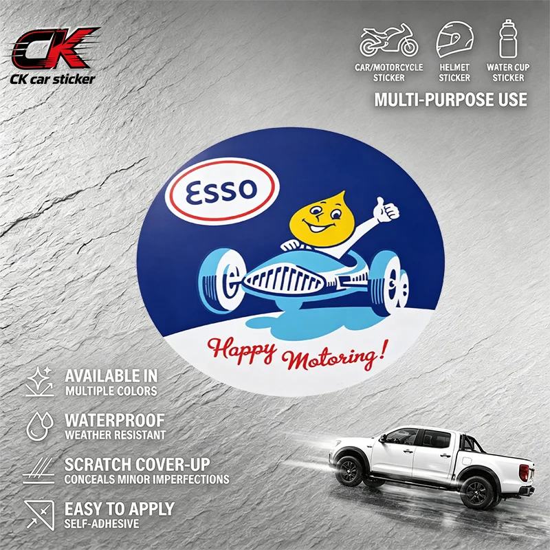 Happy Motoring Boy Wrench Car Sticker Retro Vinyl Decal Waterproof customizable for Car Motorcycle Laptop Auto Body Decoration