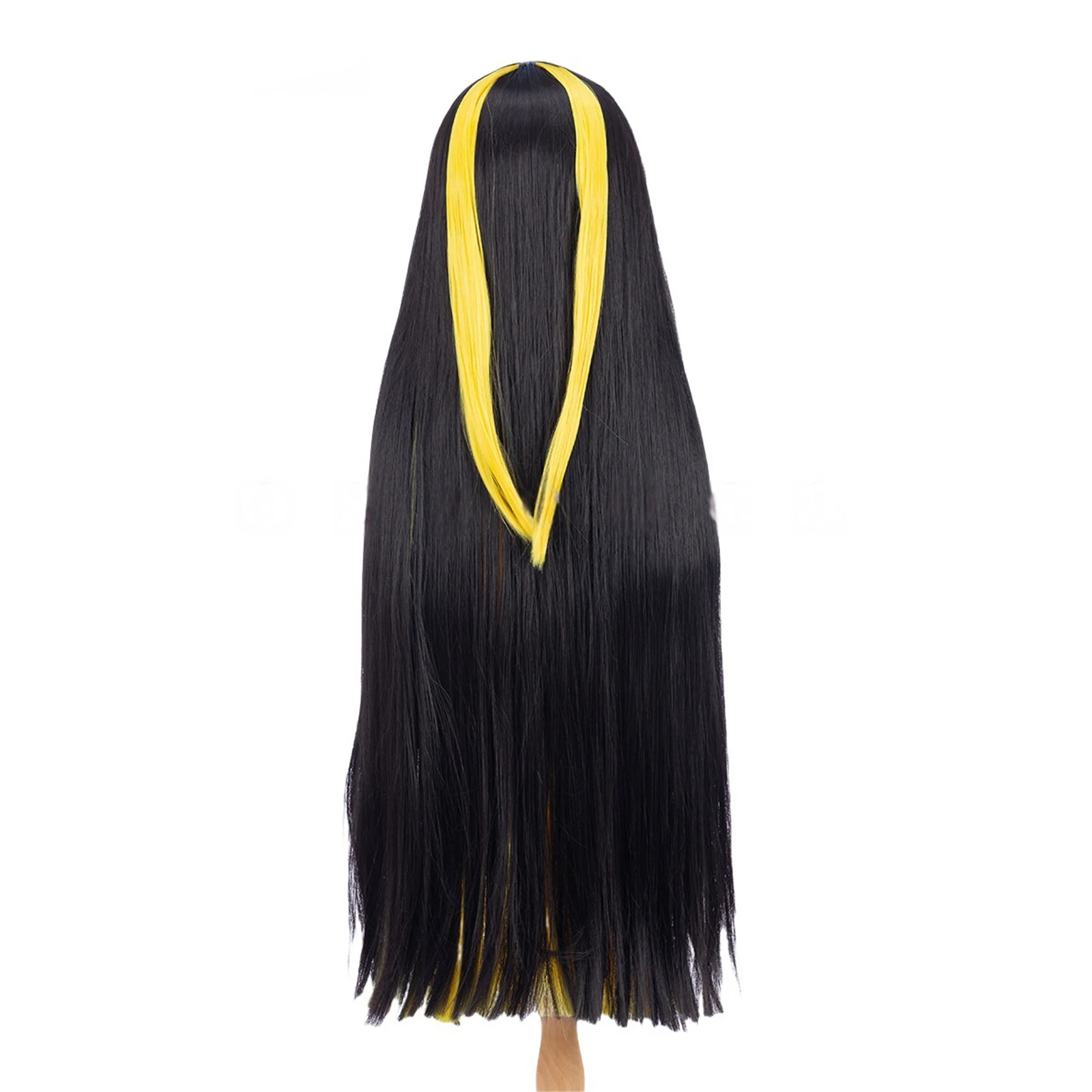 Hazbin Sir Pentious Cosplay Wig Anime Women Men Black Yellow Wig Heat-Friendly Synthetic Fiber Long Straight Hair Halloween Prop