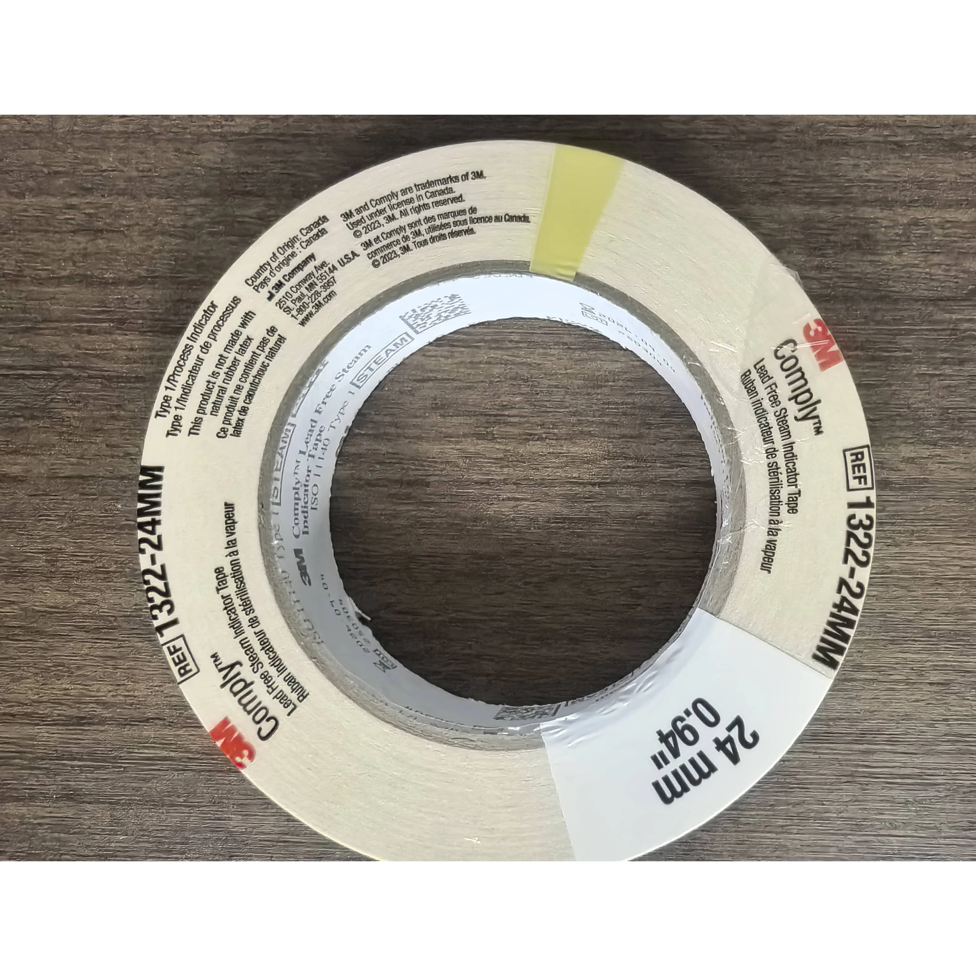 3M 1322 Dampfsterilisationsanzeigeband 24 mm × 55 m (neue und alte Verpackung wird zufällig versendet) 55 Meter pro Rolle