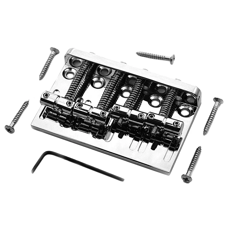 4 String Hardtail Bass Guitar Bridge for Fender Precision Jazz Bass PB JB Style Bass, Chrome