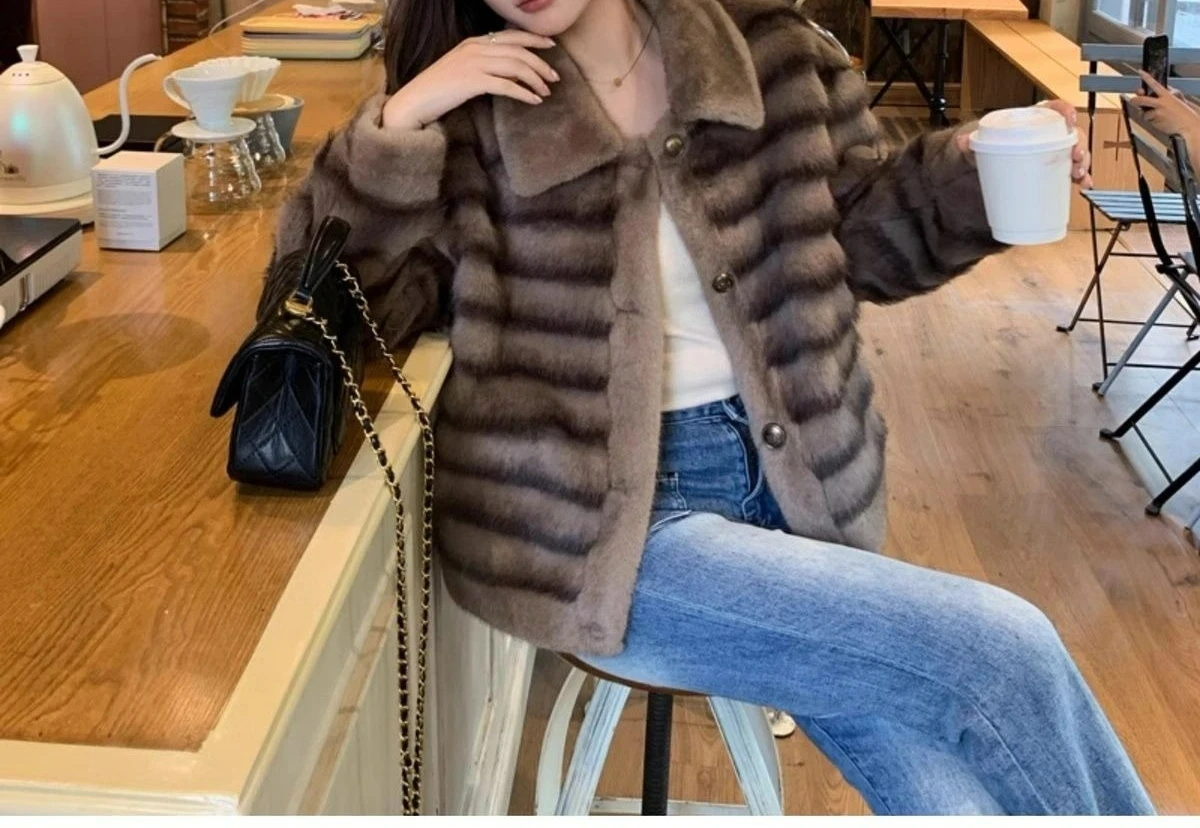 2025 automne et hiver nouvelle mode écologique tempérament fourrure veste manteau court