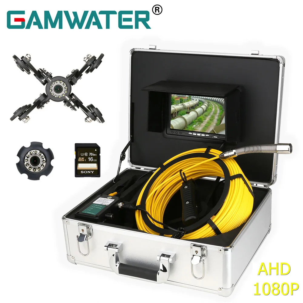 GAMWATER камера для осмотра канализационных труб 16 ГБ TF-карта AHD 1080P водонепроницаемая 9-дюймовая канализационная трубопровод промышленная эндоскопическая видеосистема