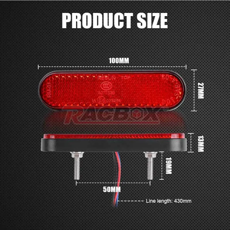 24LED Taillight Reflector Rear Tail Brake Lamp Position Stop Warning Reverse Lamp Universal For Motorcycle Car Truck SUV ATV 12V