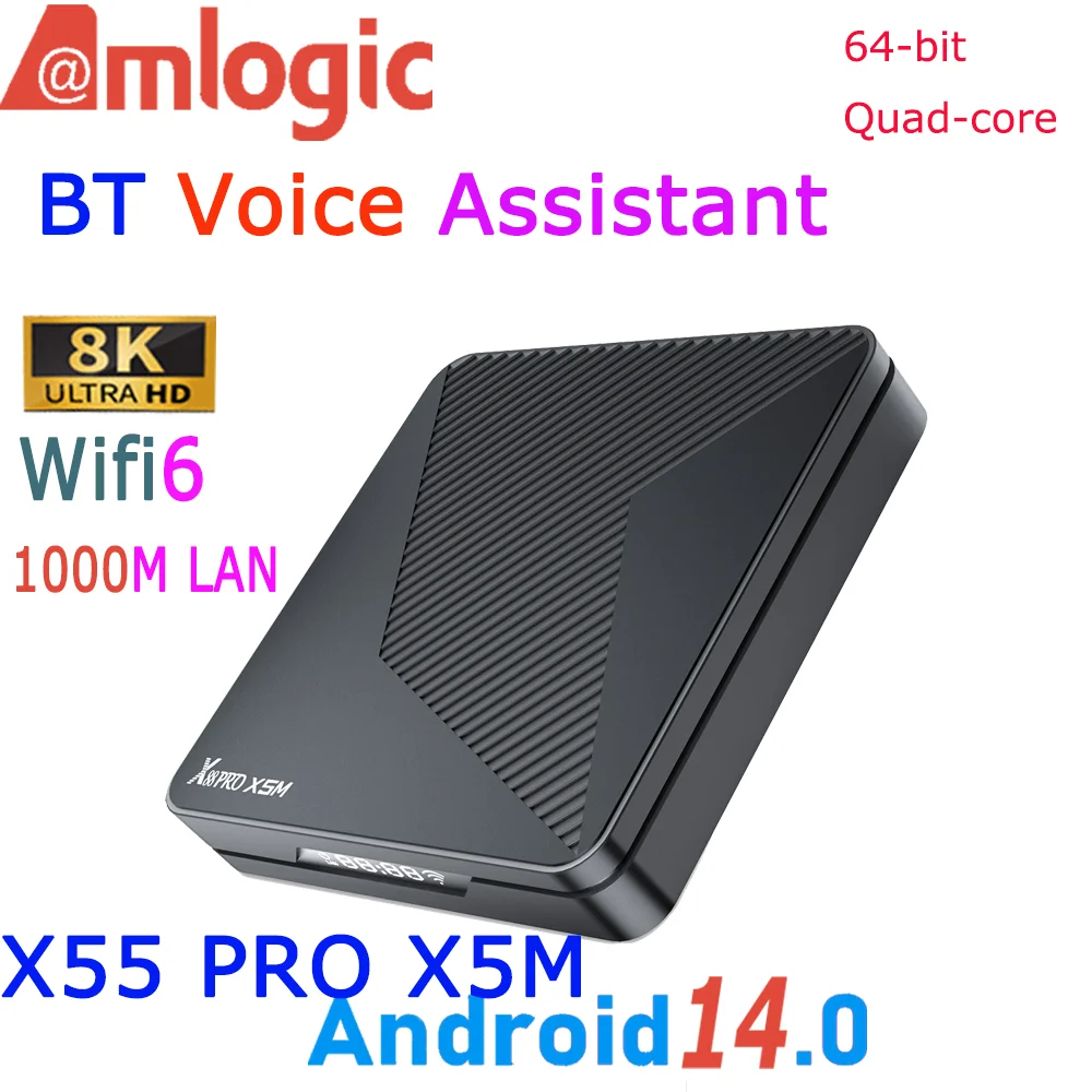 

X88 PRO Amlogic S905 X5M Android 14.0 Quad Core 8K Video Decoding Voice Assistant AI SR 1000M LAN Wifi6 BT5.0 Smart TV Box