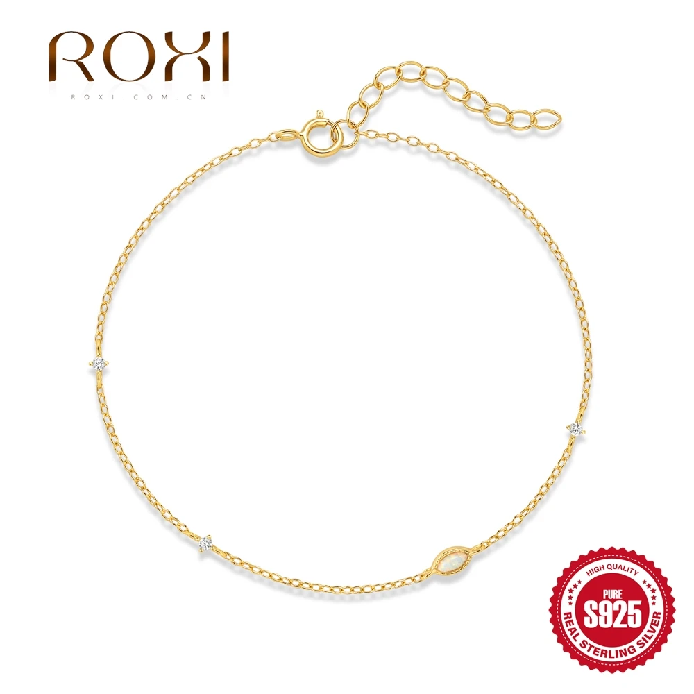

ROXI 925 Sterling Silver Classic Bracelet Single Horse Eyes Opal For Women Elegant Luxury Valentine's Day Anniversary Gifts