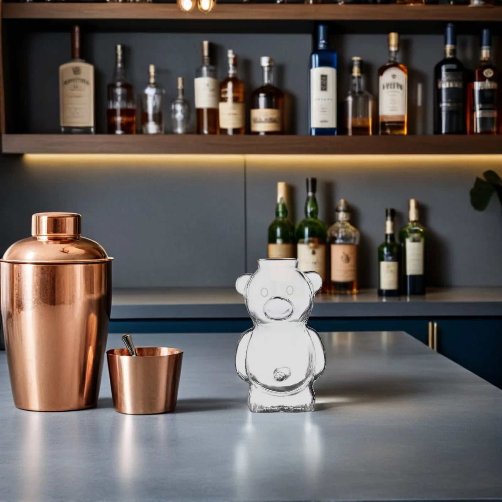 

2Pcs Bear Glass Cocktail Goblets Large Capacity Martini Glass Clear Wine Glasses for Home Party Wedding Bar Bear Cup