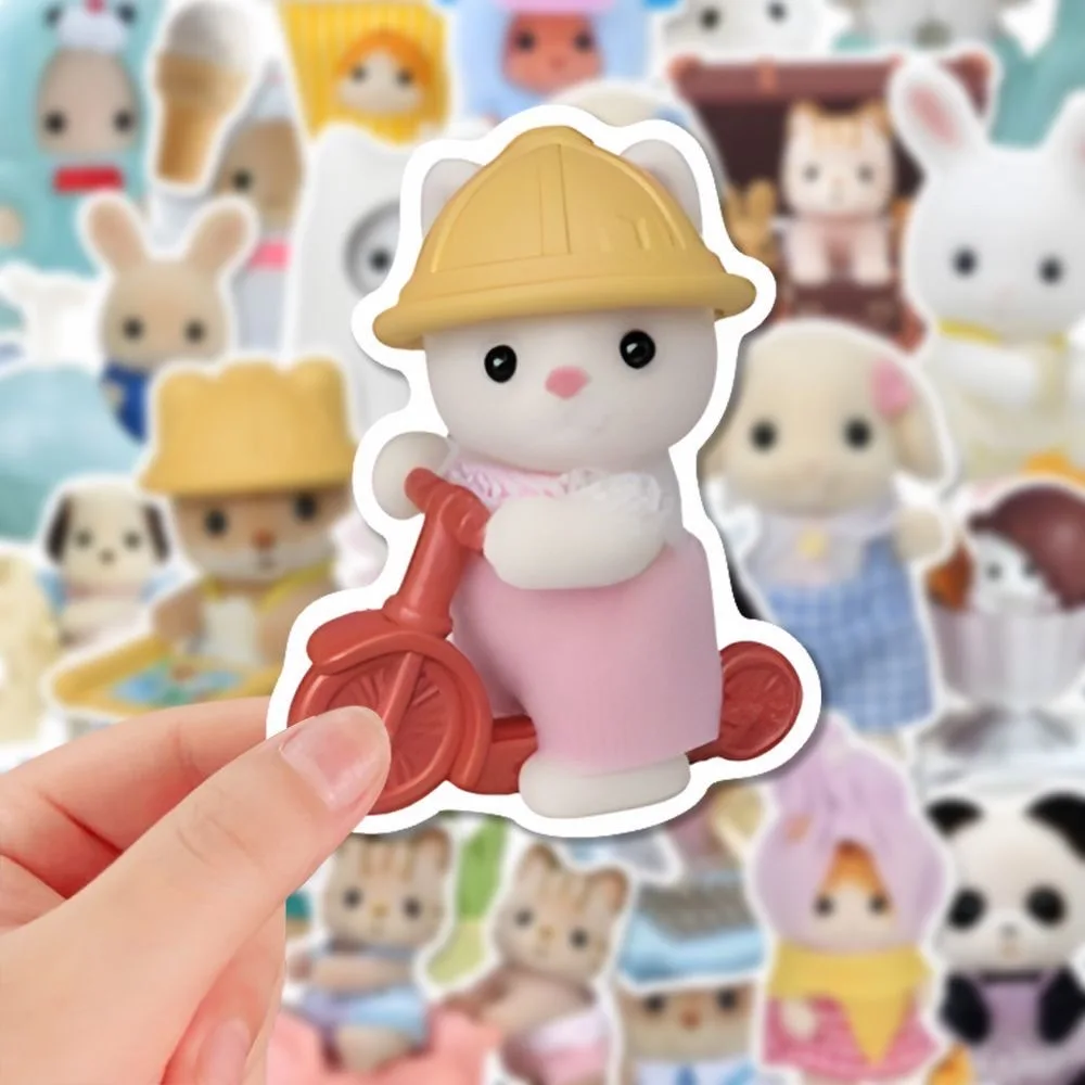 Sylvanian Families Cartoon Waterproof Stickers Pack Cute Water Bottle Laptop Skateboard Scrapbook Anime Accessories